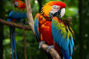 stunning macaw showcasing its vibrant and colorful plumage