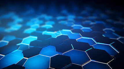 Abstract blue technology hexagonal background. Generative Ai