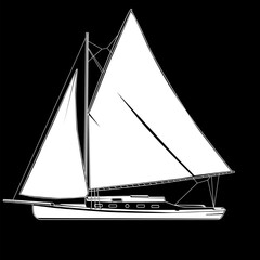 a silhouette vector illustration of a sailing ship
