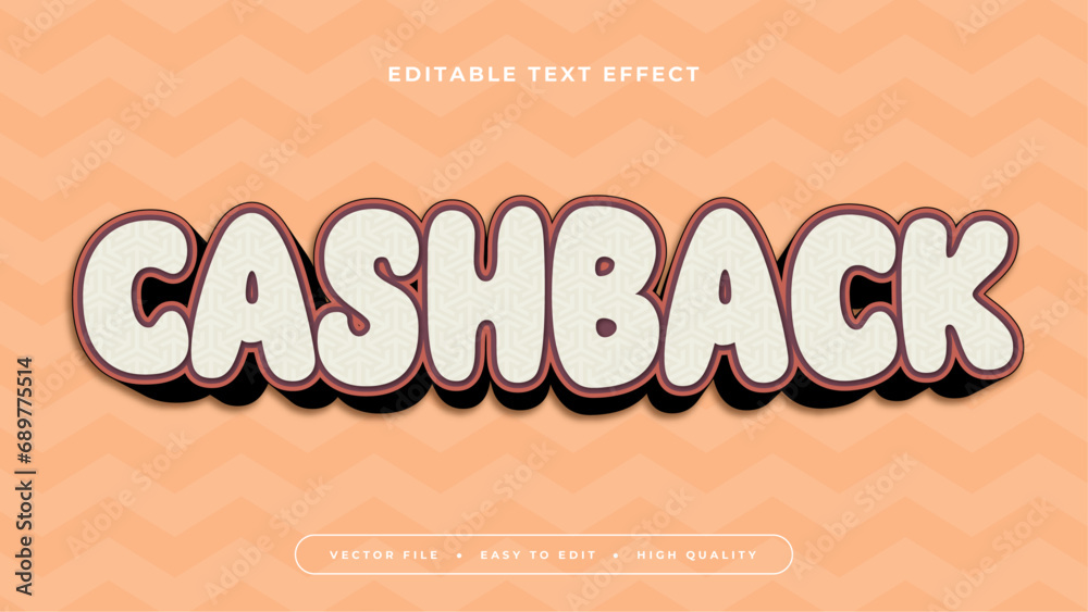 Poster Beige peach and brown cashback 3d editable text effect - font style