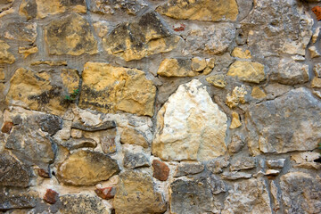 Stone wall in ruins of Castle of Bishops in Siewierz. Siewierz in Poland