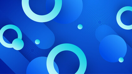 Blue vector modern abstract background with shapes. Abstract geometric dynamic shapes composition on the blue background