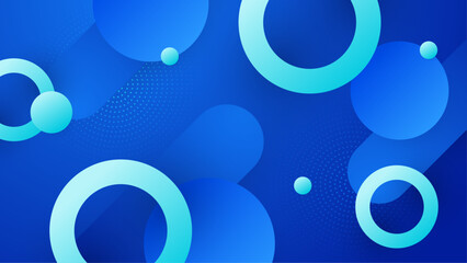 Blue minimal geometric shape abstract background. Abstract geometric dynamic shapes composition on the blue background