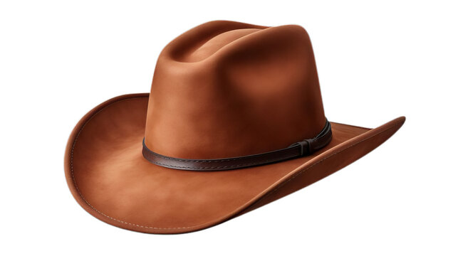 Isolated transparent background with rodeo horseman brown hat