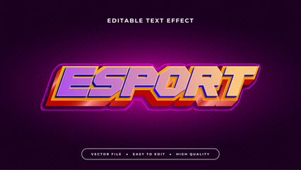Red orange and purple violet esport 3d editable text effect - font style