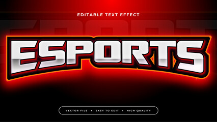 Red black and white esport 3d editable text effect - font style