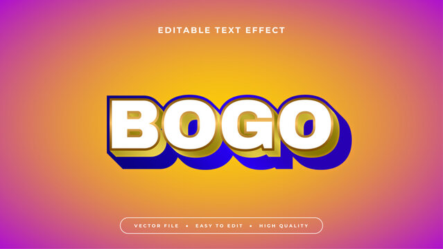 Colorful colourful bogo 3d editable text effect - font style