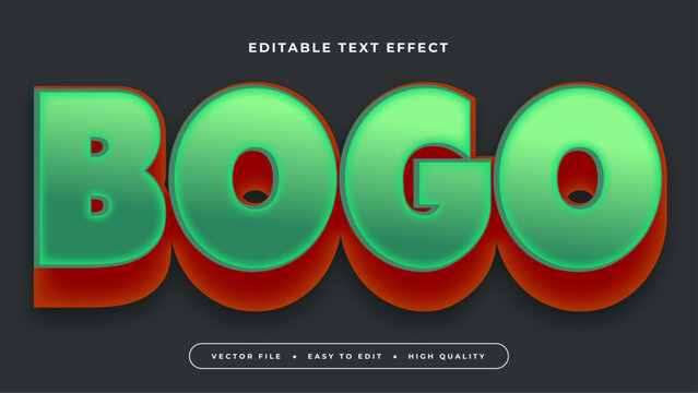 Black red and green bogo 3d editable text effect - font style