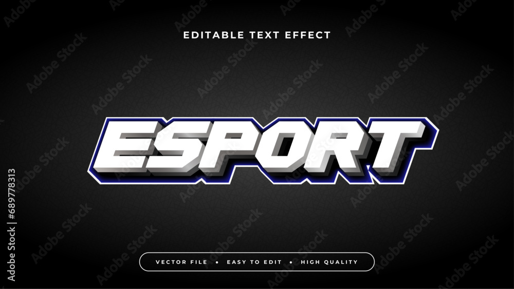 Poster black and white esport 3d editable text effect - font style