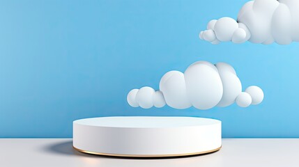 Empty clound podium for product display with background