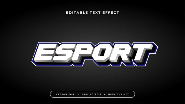 Black and white esport 3d editable text effect - font style