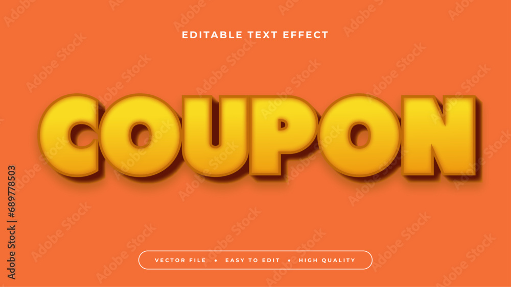 Poster orange and yellow coupon 3d editable text effect - font style