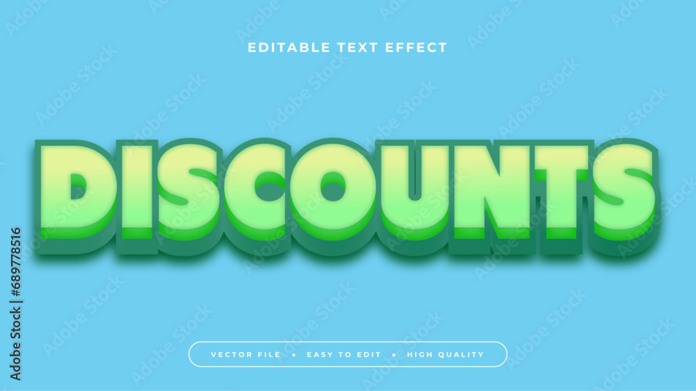 Poster green and blue discounts 3d editable text effect - font style