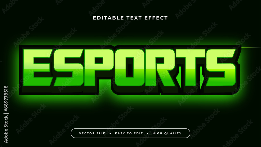 Poster Black and green esport 3d editable text effect - font style