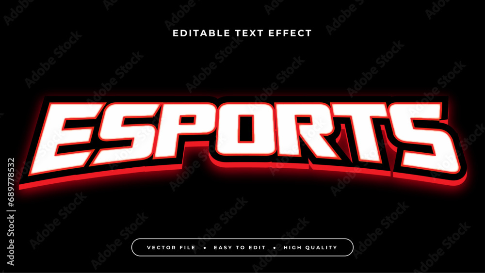 Poster black red and white esport 3d editable text effect - font style