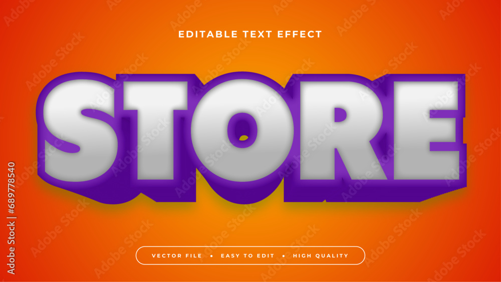 Poster orange purple violet and gray grey store 3d editable text effect - font style