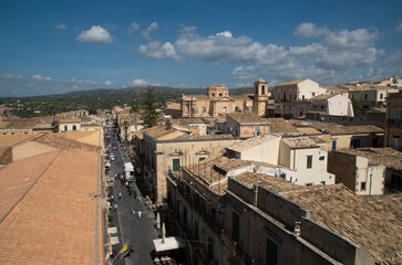 View of Noto from top of bell tower of church Chiesa di San Carlo al Corso Sicily, Italy