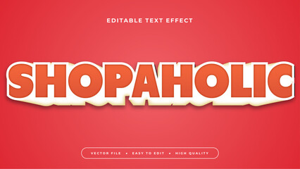 White and red shopaholic 3d editable text effect - font style
