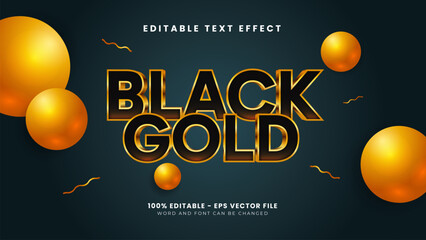 Shiny luxury black gold bold 3d editable text effect - obrazy, fototapety, plakaty