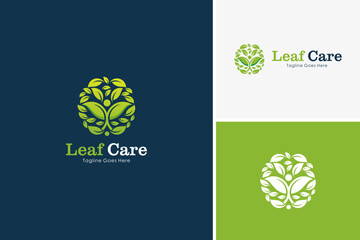 Nature leaf care medical ikon logo design vector, healthcare logo design template