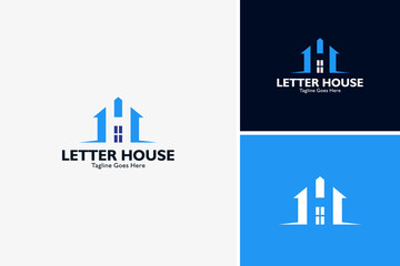 Geometric letter H house ikon logo design vector, construction agent logo design template