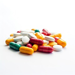 Colorful Capsules for Medical Care and Recovery on a white background
