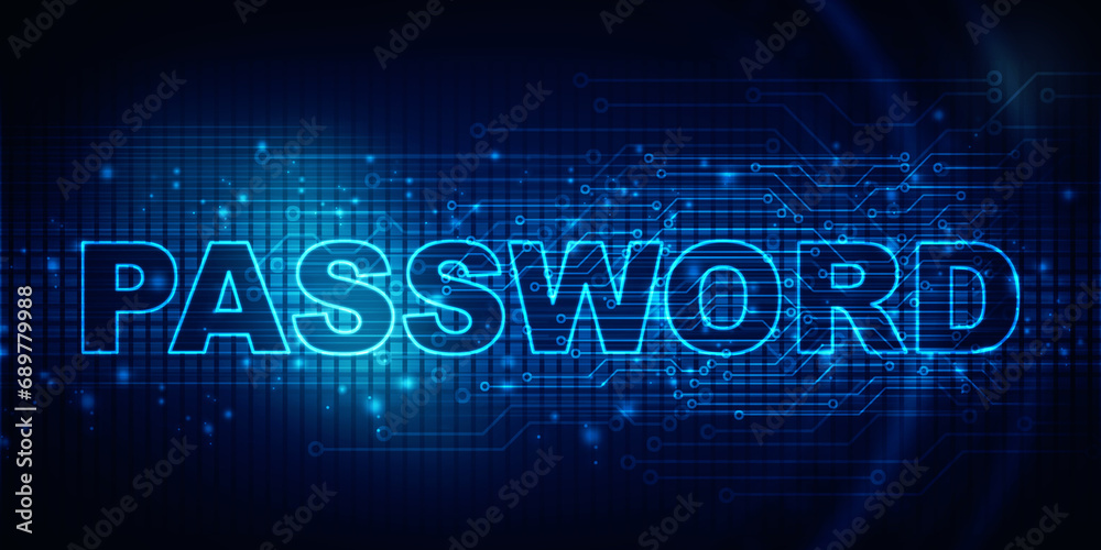 Poster 2d illustration abstract password digital binary data on computer screen