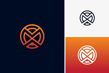 Elegant circle letter M logo design concept creative