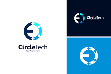 Circle technology icon logo design vector, technology logo design template