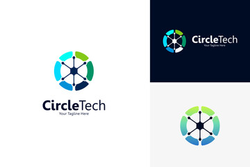 Circle technology icon logo design vector, technology logo design template
