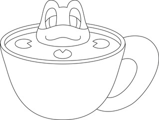 Frog Pond Coffee Cup Animal Vector Graphic Art Illustration