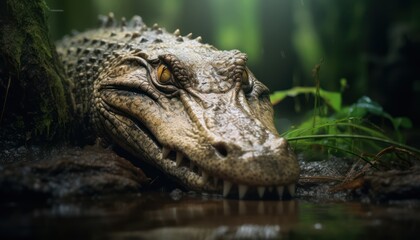 A Close-Up of a Crocodile in a Body of Water