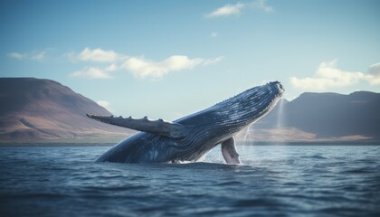 A Majestic Humpback Whale Leaping from the Ocean