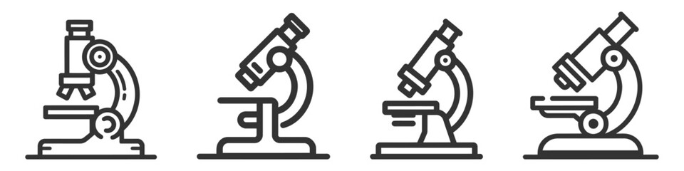 Microscope Outline Vector Editable Stroke Icon set, pack, collection