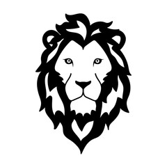 Lion head logo. Wildlife face icon. Heraldry and royal symbol. Vector illustration image.