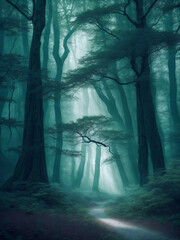 an elysian electrifying forest emerges from the stillness - obrazy, fototapety, plakaty