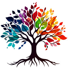 Watercolor Colorful Tree Svg Illustration For Creative Designs, Watercolor Tree, Colorful Tree