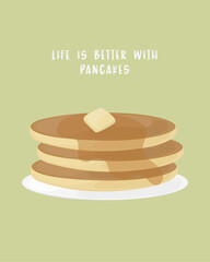 Life is better with pancakes illustration Food doodle vector Brunch Digital Drawing