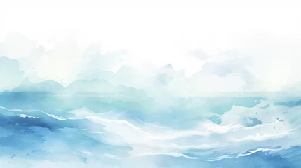 Foto op Plexiglas 海　波のある和風背景イラスト © ヨーグル
