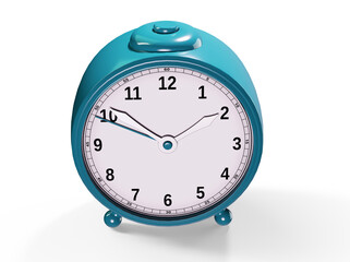 Abstract alarm clock on white background. 3D rendering