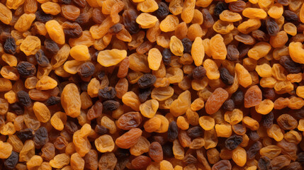 Raisins background. Texture of a grape raisin. Top view.