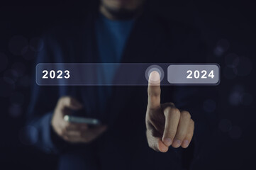Man touching on searching bar for 2023 to 2024