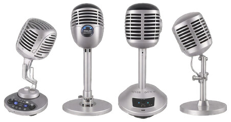 retro microphone isolated on white background