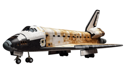 Space shuttle on a light transparent background. PNG file. Generative artificial intelligence