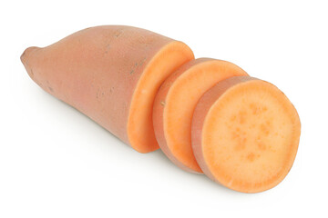 Sweet potato isolated on white background. Top view. Flat lay
