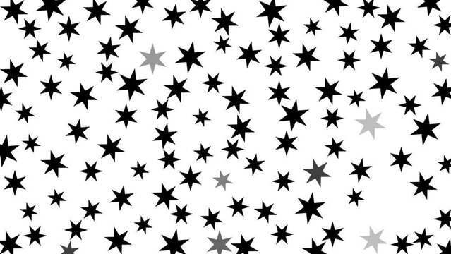Animated black stars shine. Starry magic background. Flat vector illustration isolated on white background.