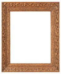Fototapeta premium Patterned wooden picture frame in PNG format on a transparent background.