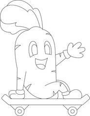 Carrot Skater Skateboard Sports Vector Graphic Art Illustration