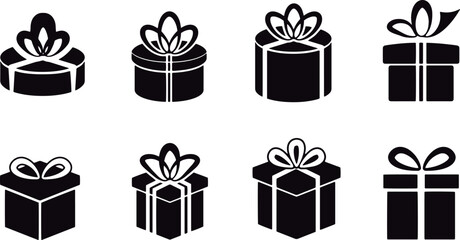 Assorted gift icon set, vector