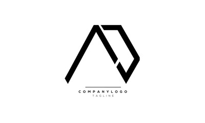 Alphabet letters Initials Monogram logo AD, AD INITIAL, AD letter